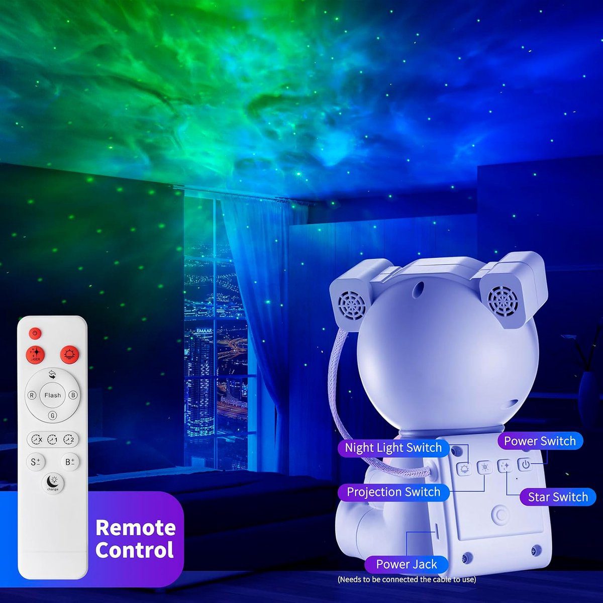 Astronaut projector met draadloze afstandsbediening